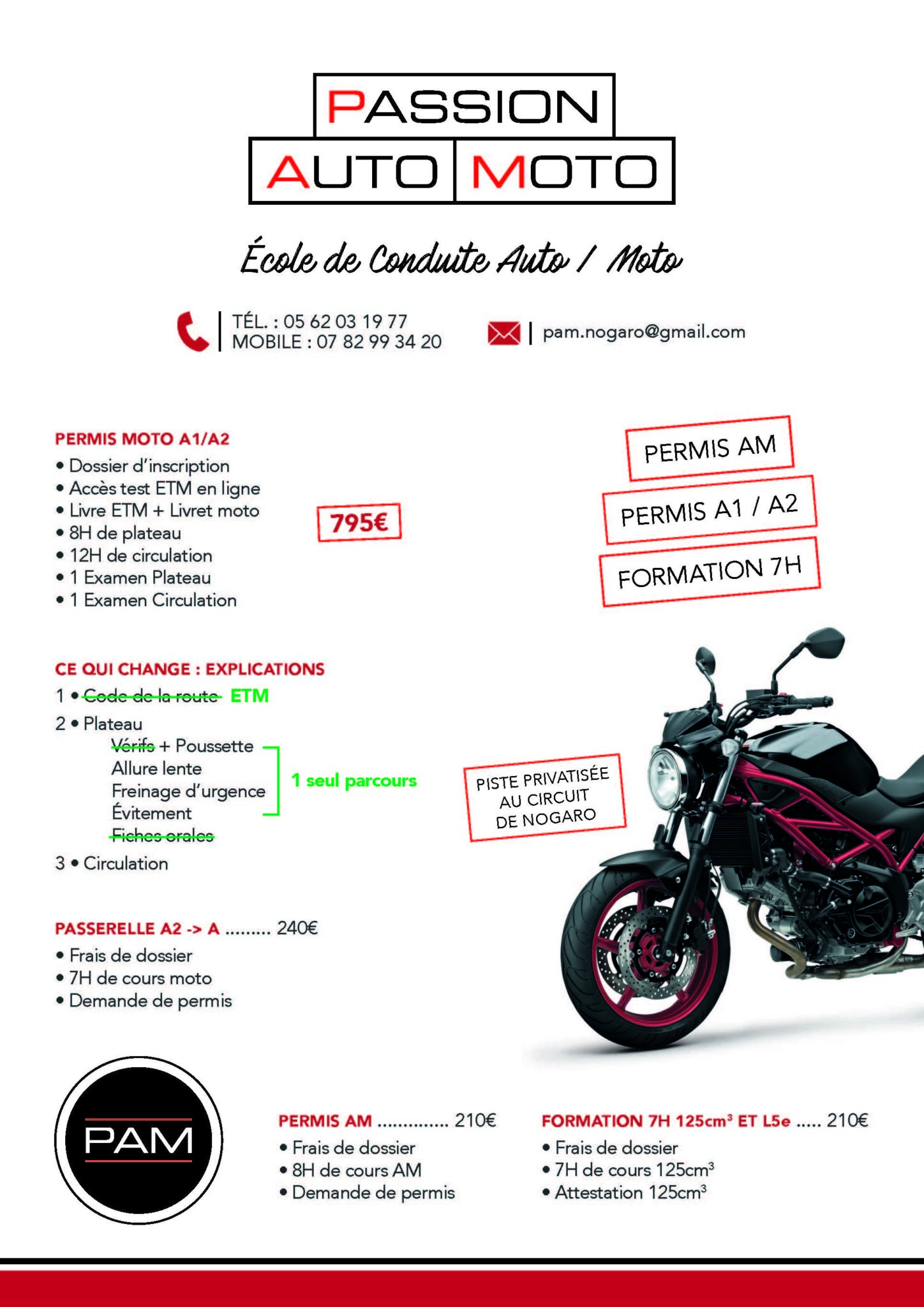 Permis moto Permis A Passion Auto Moto Nogaro